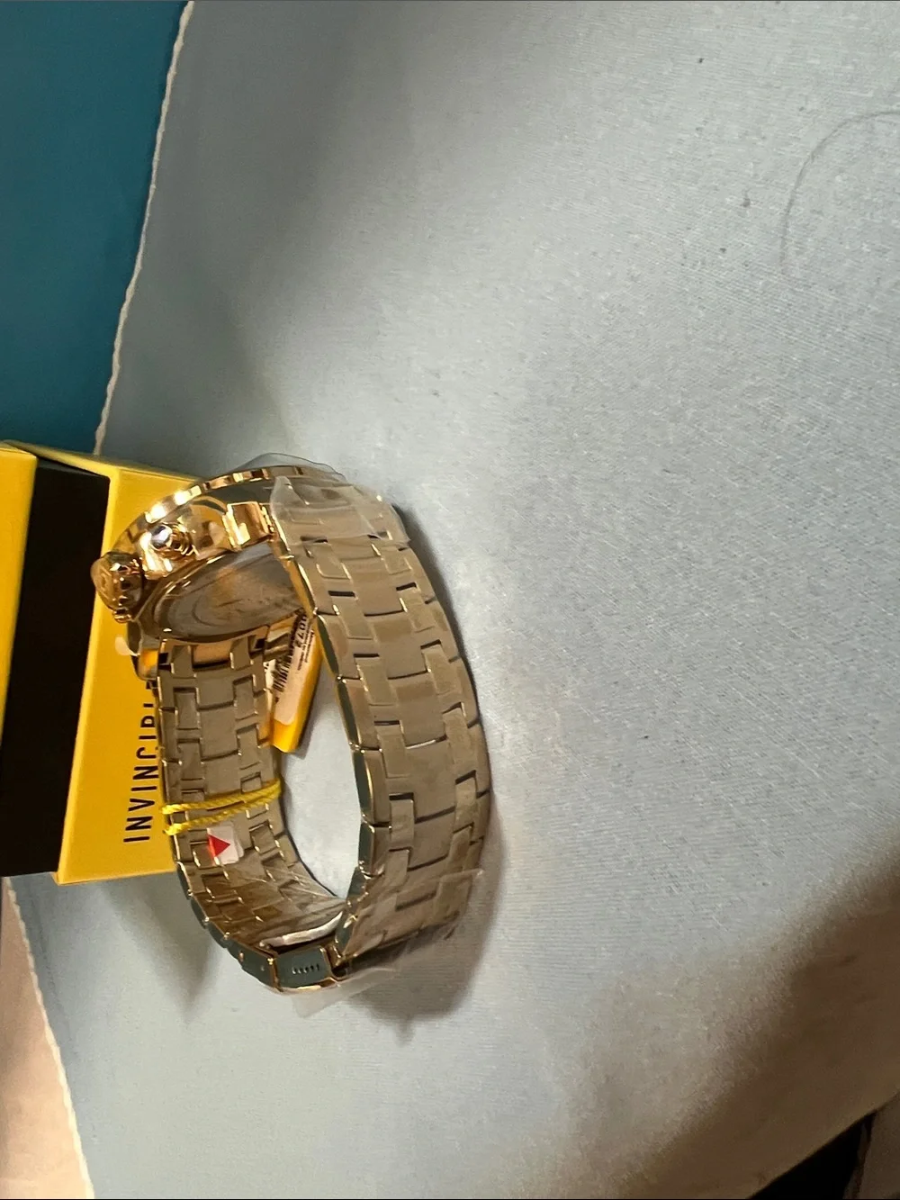 Invicta Two-Tone Gold & Black Men's Chronograph Watch with Blue Dial, Model 0072